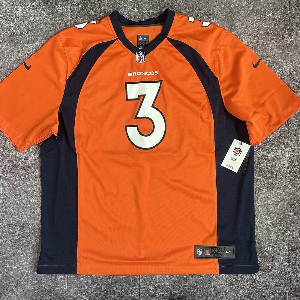 NWT Men's Nike NFL On Field Denver Broncos Russell Wilson Home Orange Jersey 2XL